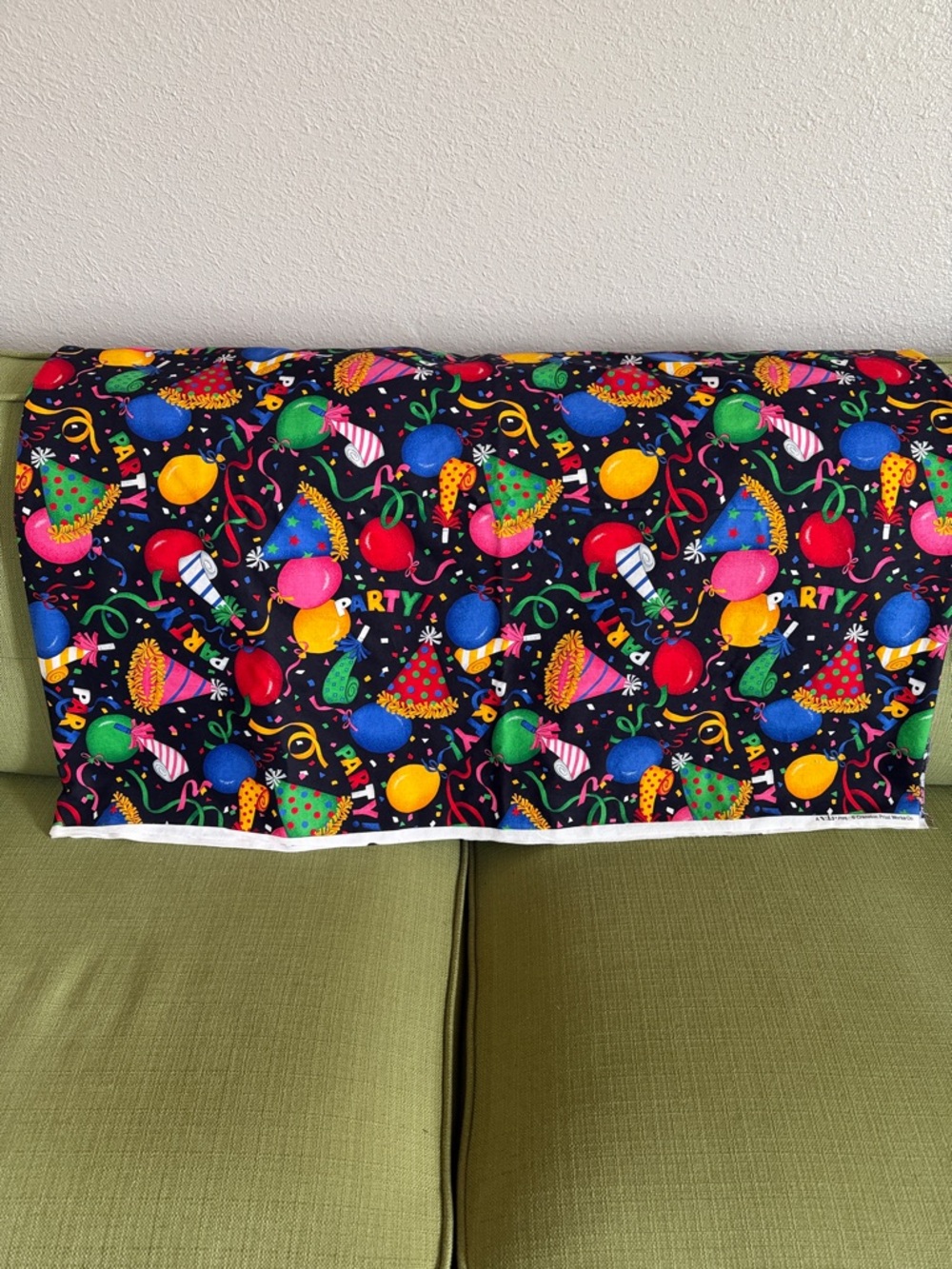 Party Print Fabric Panel with Colorful Balloons and Hats